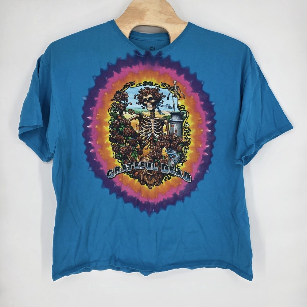 Vintage Liquid‎ Blue Grateful Dead T Shirt 3XL 1998 Tie Dye Skeleton Rock N Roll
